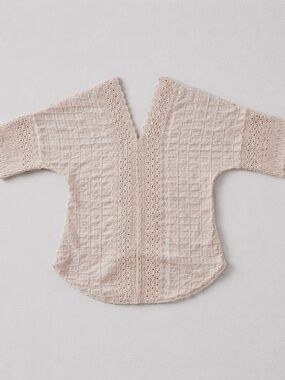 XCVI Peach Sheer Mesh and Lace-Trim Peasant Blouse Size M